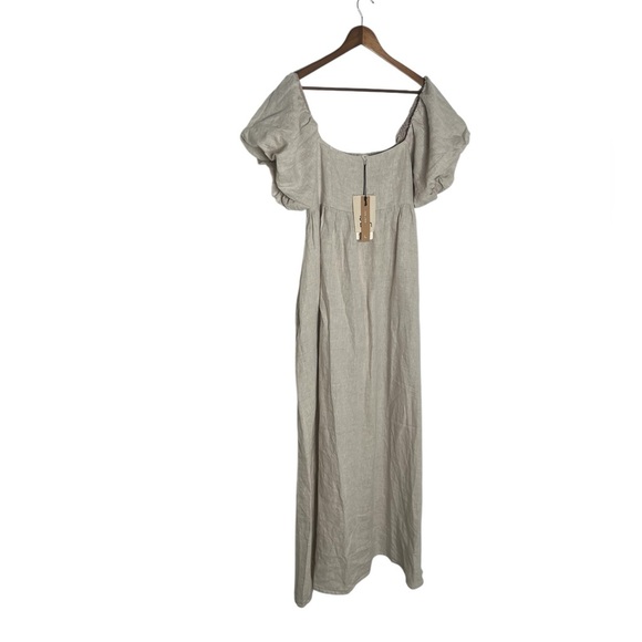 A.REN Candace 100% Linen Off White Maxi Dress - Picture 6 of 14